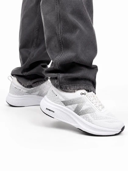 کتانی مردانه مدل رانینگ نیوبالانس سفید طوسی New BALANCE