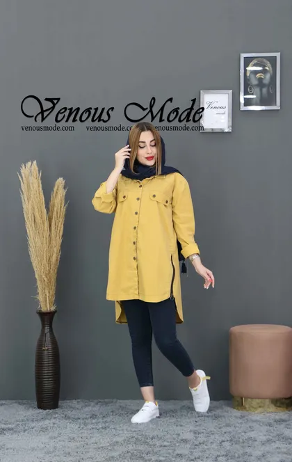 شومیز جین بغل زیپ رنگی