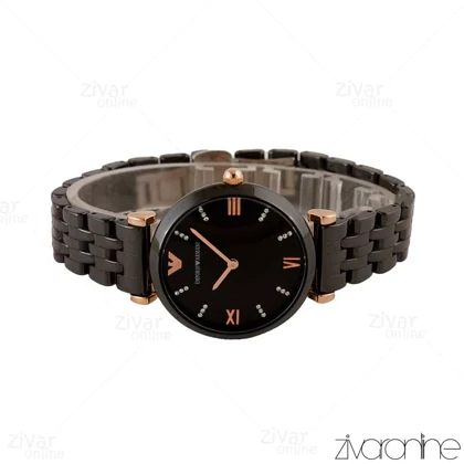 ساعت امپریو آرمانی زنانه مشکی رزگلد سرامیکی 105145