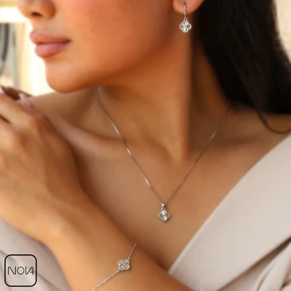 ست نقره ونکلیف تراش کد 651269