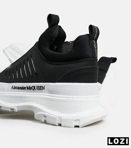 کفش کتانی نیم ساق مشکی سفید Alexander McQueen