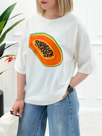 تیشرت سفید تابستانه زنانه ترنم