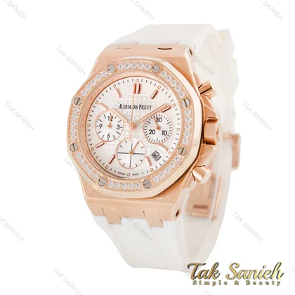 ساعت ای پی زنانه سه موتوره رزگلد دورنگین سفید AP-4543-L