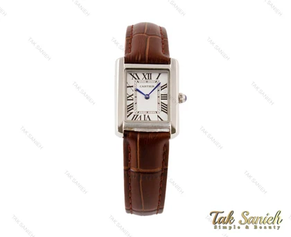 ساعت کارتیر زنانه بند چرمی تانک کوچک Cartier-3523-S-L