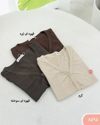 تیشرت کرکره ای جلو دکمه 8595