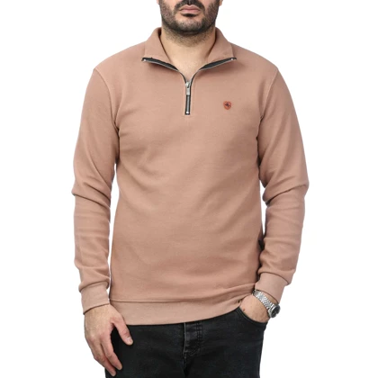 بلوز نیم زیپ بیسکوییتی مردانه سیزر مدل 15101057