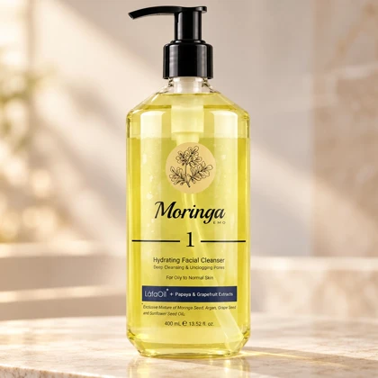ژل شستشو و آبرسان صورت مورینگا امو مدل 01 مناسب پوست های چرب، مختلط و معمولی 400ml