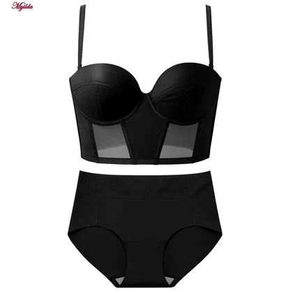 ست شورت و سوتین زنانه ماییلدا مدل لانگ لاین فنردار بند متحرک کد 5480-028