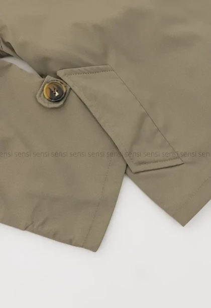 ترنچ کت یقه ایستاده کتان@کد1004635