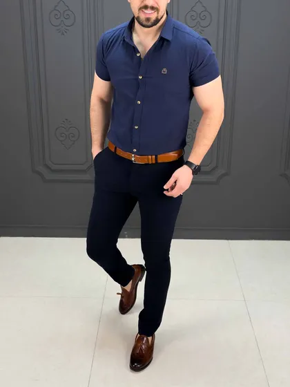 پیراهن کوتاه 040802 BENETTON سرمه‌ای