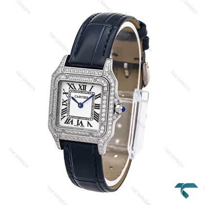 ساعت کارتیر پنتر زنانه نقره ای سرمه ای فول نگین مدیوم Cartier-6276-L