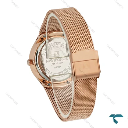 ساعت حصیری زنانه نیوی فورس NF5004 رزگلد صفحه سبز NaviForce-7680-L