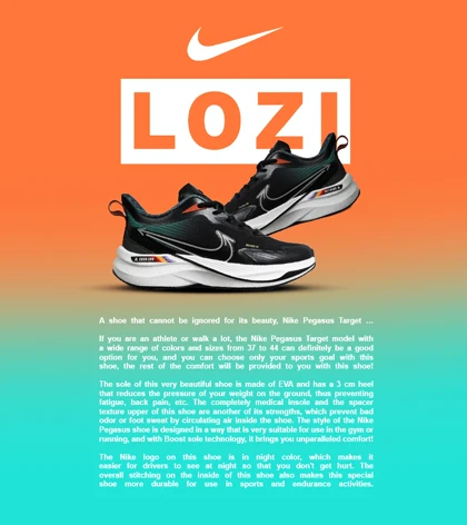 کفش کتانی مردانه و زنانه مشکی سفید نایک NIKE PEGASUS target مدل 7027