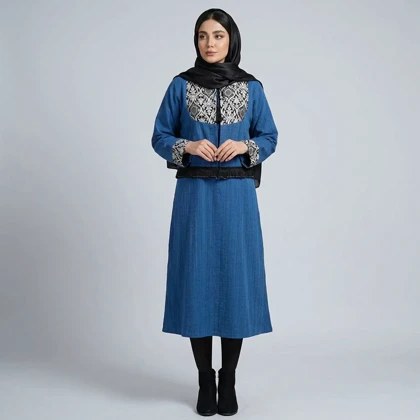 مانتو زنانه کت و سارافون ترمه کد 268