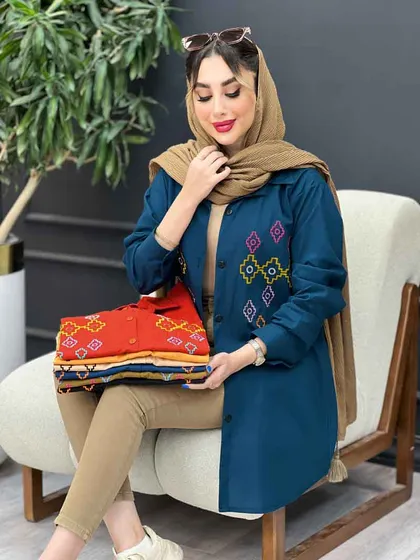 مانتو لینن طرح لوزی