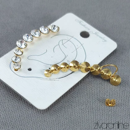 گوشواره مدل بلوتوثی نگین‌دار طلایی 20038