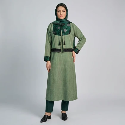 مانتو زنانه کت و سارافون ترمه کد 268