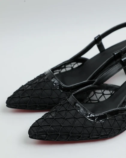 754 - کفش پاشنه تور مثلثی کوتاه 754