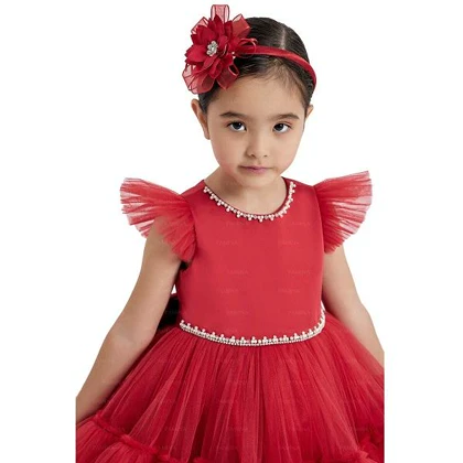 پیراهن مجلسی دخترانه قرمز pamina