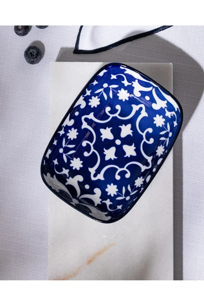بشقاب سرو Madame Coco مدل Reve Bleu Verve Bone China - آبی/سفید
