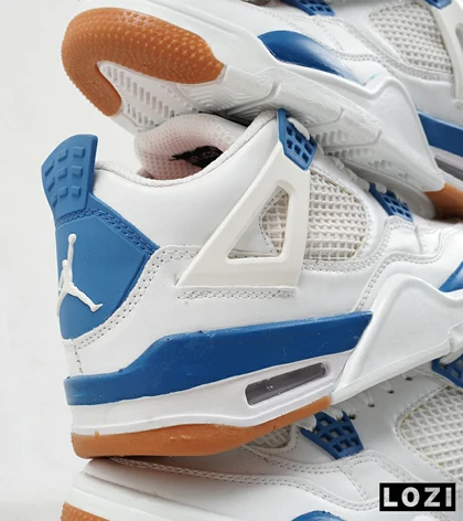 کفش کتانی ساق‌دار مردانه سفید آبی Nike air jordan 4