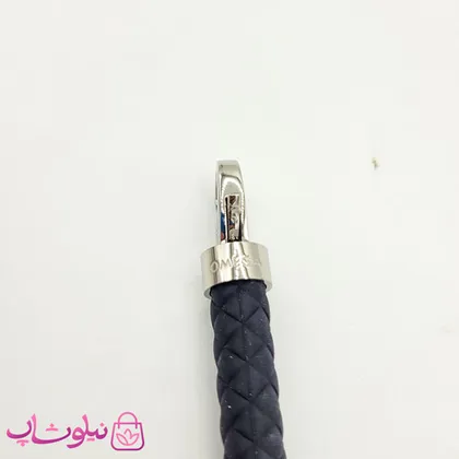 دستبند امگا رابر مشکی با قفل نقره ای کیفیت مستر