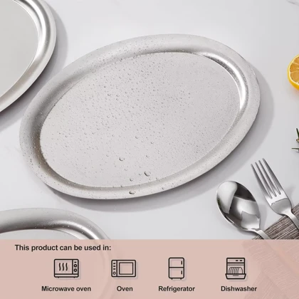 بشقاب بیضی استیل سیلور