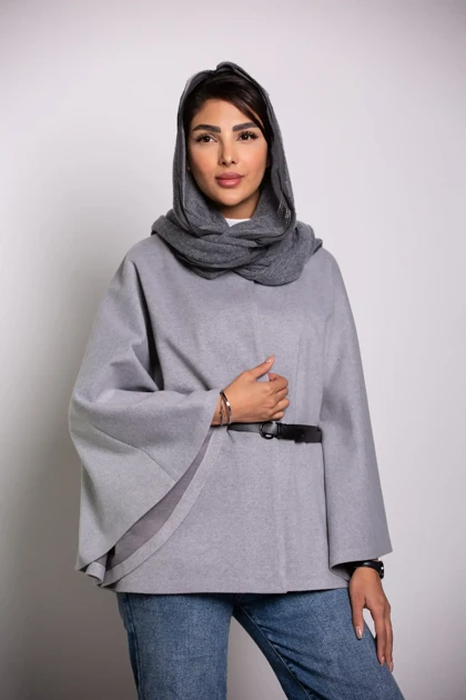 پانچو زنانه کمربند دار لامر