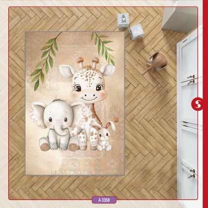 فرشینه اتاق کودک برند مینوریا طرح حیوانات کد p-498