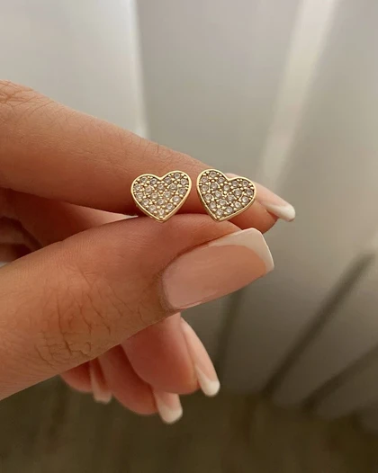 گوشواره میخی قلب نگین‌دار ژوپینگ