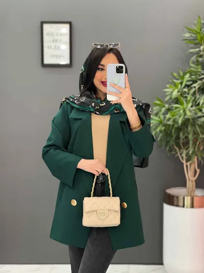 مانتو کتی دکمه طلایی آستین پاگن