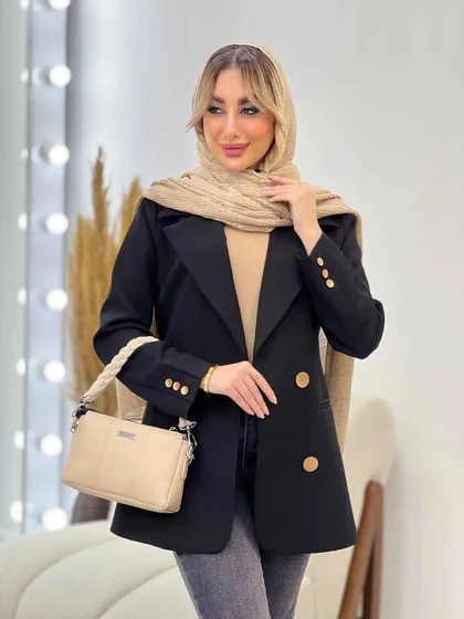 مانتو جیب نما دکمه طلایی