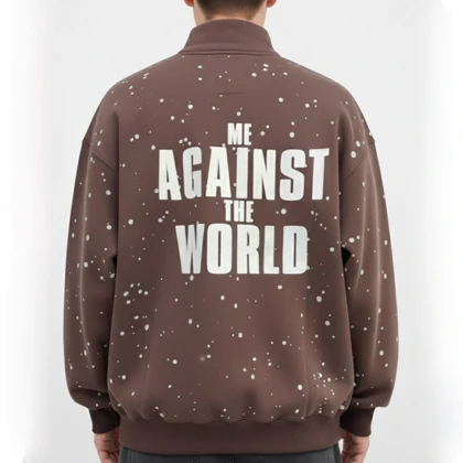 دورس نیم زیپ مردانه، قهوه ای پارچه سه نخ تو کرکی استایل خاص و گرم، زمستان 5003