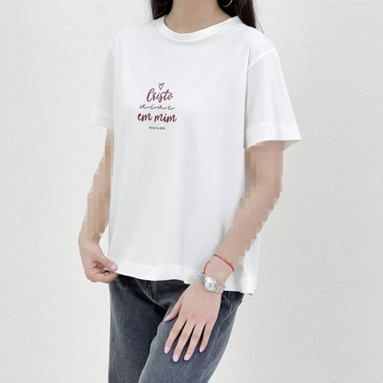 تیشرت زنانه یقه گرد طرح چاپی