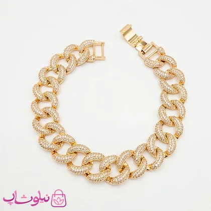 دستبند زنانه مجلسی ژوپینگ پهن و پرنگین