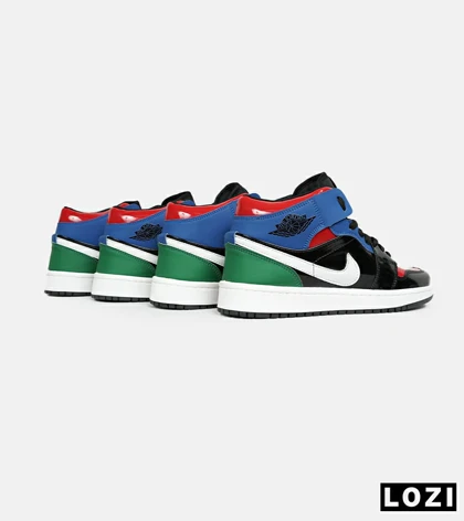 کفش کتانی ساق‌دار مردانه و زنانه مشکی آبی قرمز NIKE jordan 1 مدل 6589