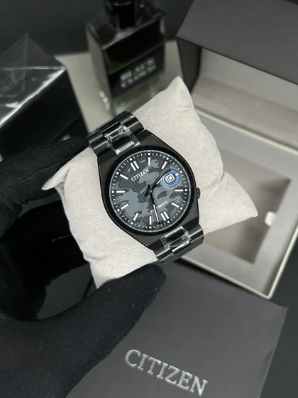 ساعت مچی سیتیزن سویوسا اتوماتیک تمام مشکی طرحدار Citizen Tsuyosa NJ0155-87E