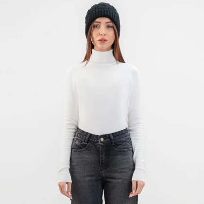 پلیور بافت یقه اسکی اسلیم فیت زنانه - 71251352