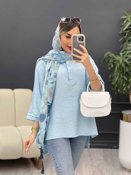 مانتو جلو بسته دکمه مخفی 4965