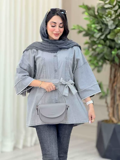 مانتو دو جیب ریش دار پروین