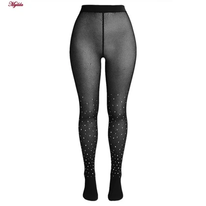 جوراب شلواری زنانه مدل نگین‌دار رنگ مشکی کد 5380