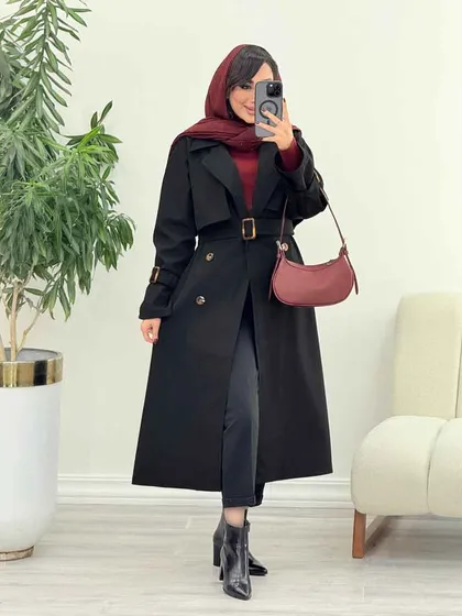 بارانی بلند چهاردکمه ترلان
