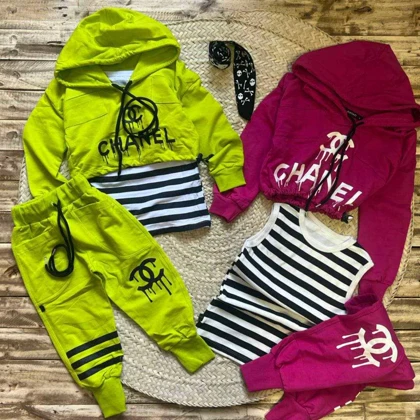 ست سه تیکه فشن وشیک برای بچه ها مدلCHANEL