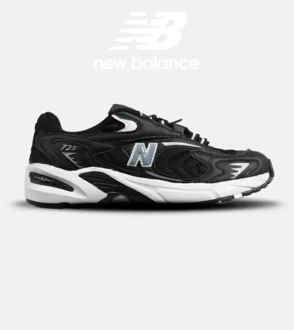 کفش کتانی مردانه و زنانه مشکی سفید NEW BALANCE 725 مدل 7268