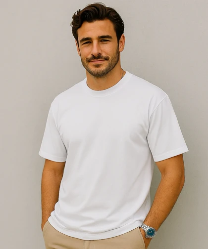 تیشرت بیسیک پارچه دورس برش باکس فیت