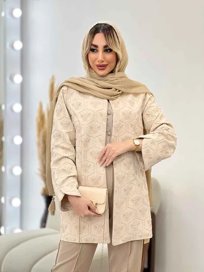 مانتو ژاکارد آستین لاله ای
