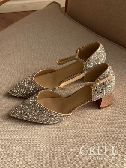 کفش بغل باز نگین مثلثی پاشنه 5/5 سانت