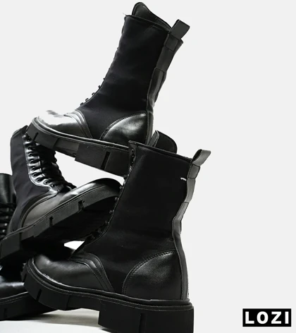 بوت مردانه چرمی مشکی ZARA