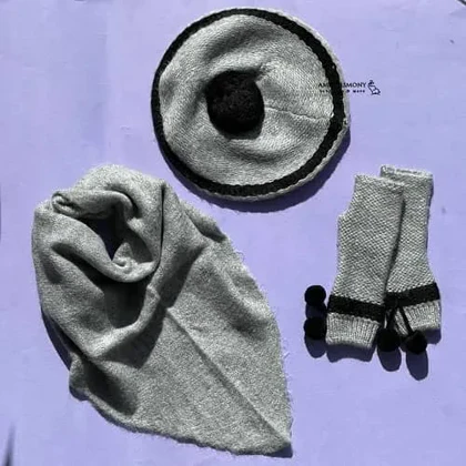 ست کلاه کج و شال و ساق دست بافت ENDLESS