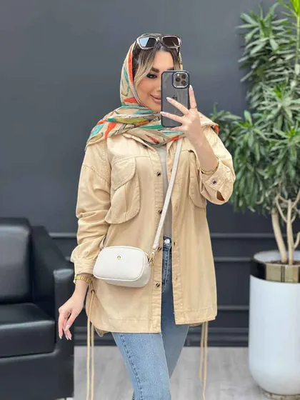 مانتو لینن جیب پیله بنددار